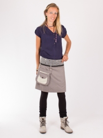 Jupe r&eacute;versible Mixity Eucalyptus mi-longue cr&eacute;ation textile au design naturel soign&eacute;