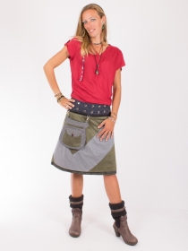 Jupe r&eacute;versible Mixity Olivine longue cr&eacute;ation textile &eacute;l&eacute;gante et confortable