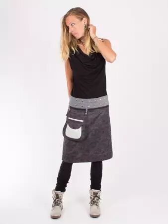 Jupe r�versible Mixity Puritain grey longue cr�ation textile �l�gante et moderne