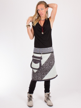 Jupe r�versible Mixity Puritain grey longue cr�ation textile �l�gante et moderne
