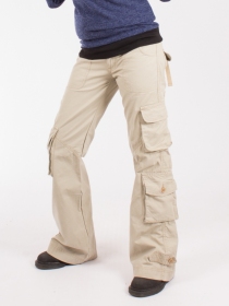 Pantalon Femme Mol&eacute;cule 45062 Beige pantalon utilitaire confortable et moderne