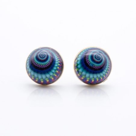 Puce d'oreille infra spirale bleu bijou moderne et graphique