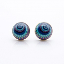 Puce d'oreille infra spirale bleu bijou moderne et graphique