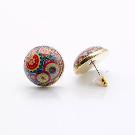 Puce d'oreille kaleido flowers bijou color� et graphique
