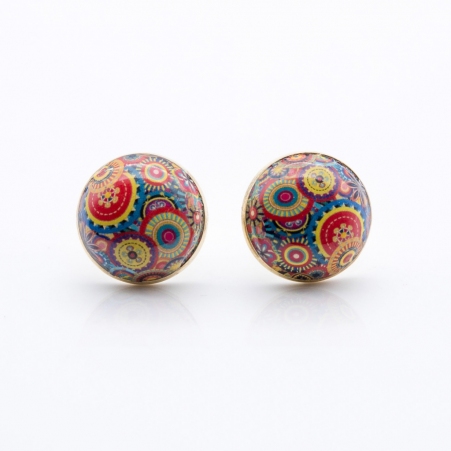 Puce d'oreille kaleido flowers bijou color� et graphique