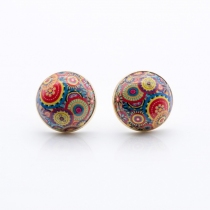 Puce d'oreille kaleido flowers bijou color&eacute; et graphique