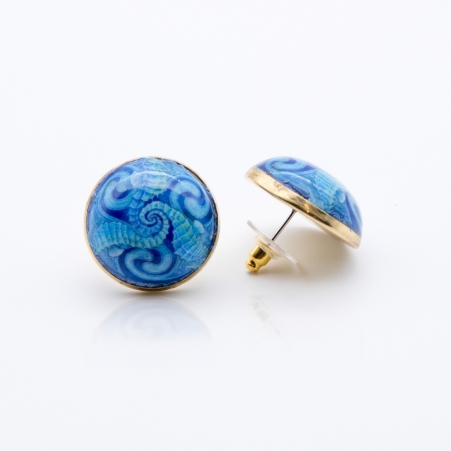 Puce d'oreille blue triskell bijou graphique d'inspiration celtique