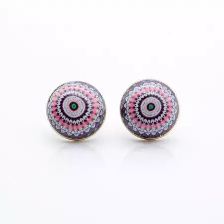 Puce d'oreille pink mandala bijou f�minin et symbolique