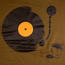 Tee shirt Sillons Vinyl Kaki tee-shirt kaki disque vinyle graphique