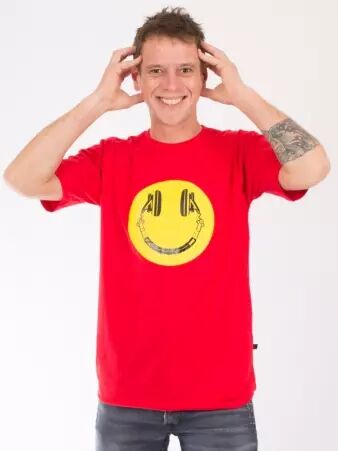 Tee shirt Headphone smiley Rouge tee-shirt smiley casque rouge pop