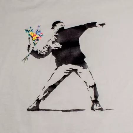 Tee shirt Hooligan Banksy Gris tee-shirt banksy hooligan gris street art
