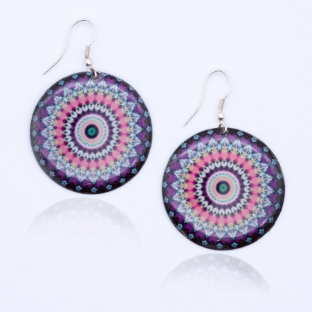 Boucle d'oreille Pink Mandala bijou mode � l'allure color�e