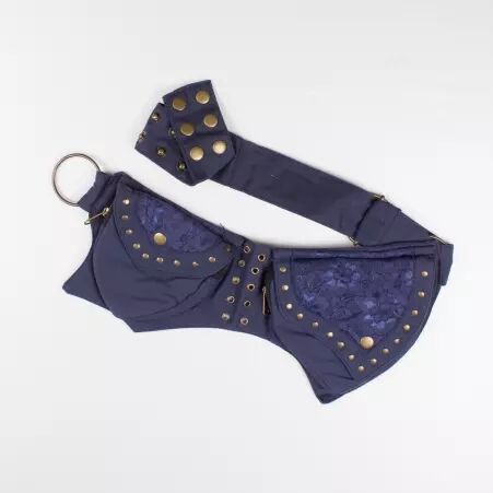 Pochette ceinture boho dentelle bleue accessoire festival