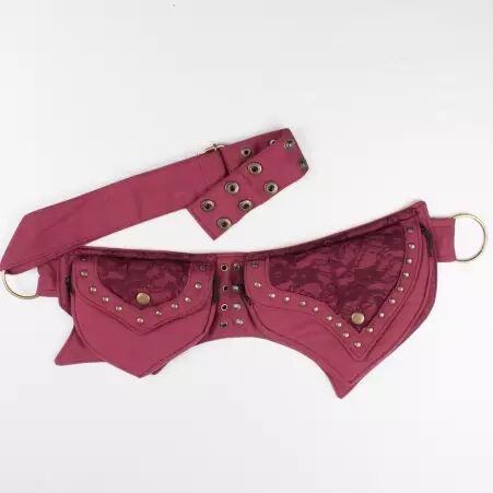 Pochette ceinture boho dentelle rouge accessoire boh�me color�