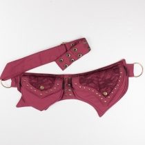 Pochette ceinture boho dentelle rouge accessoire boh&egrave;me color&eacute;