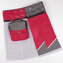 Jupe r&eacute;versible Jag Design Madras courte pi&egrave;ce r&eacute;versible &agrave; l'esth&eacute;tique textile marqu&eacute;e