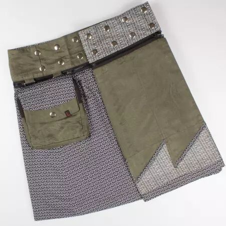 Jupe r�versible Jag Design Olivine courte cr�ation textile r�versible � l'esth�tique douce