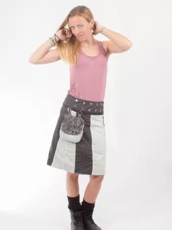Jupe r�versible Stripes mix Puritain grey longue v�tement f�minin fluide au style chic