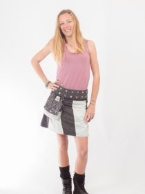 Jupe r&eacute;versible Stripes mix Puritain grey mi-longue pi&egrave;ce mode facile &agrave; porter au quotidien