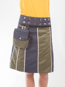 Jupe r&eacute;versible Stripes mix Olivine longue v&ecirc;tement f&eacute;minin fluide &agrave; l'esprit nature