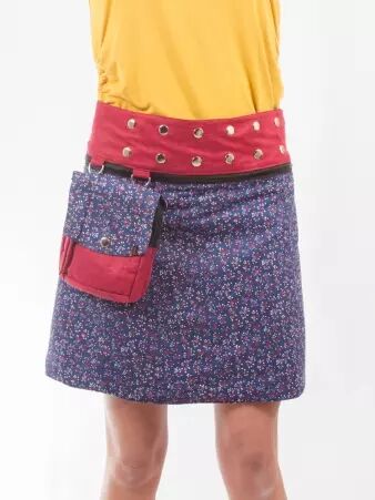 Jupe r�versible Stripes mix Madras mi-longue v�tement f�minin graphique et moderne