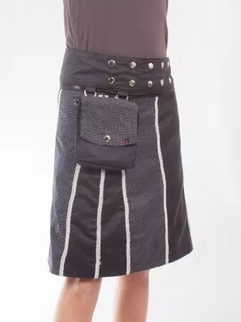 Jupe r�versible Stripes mix Stretch Limo Polka longue v�tement f�minin fluide � l'esprit cr�atif