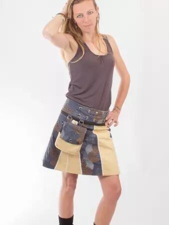 Jupe r�versible Stripes mix Honey mi-longue jupe r�versible mi-longue � rayures �quilibr�es