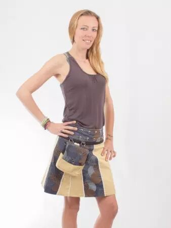 Jupe r�versible Stripes mix Honey mi-longue jupe r�versible mi-longue � rayures �quilibr�es