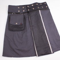 Jupe r&eacute;versible Stripes mix Stretch Limo Polka longue cr&eacute;ation textile confortable et contemporaine