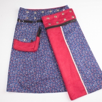 Jupe r&eacute;versible Stripes mix Madras longue cr&eacute;ation textile &eacute;l&eacute;gante et confortable