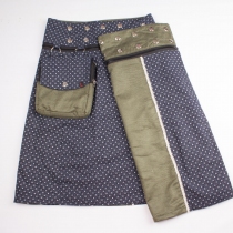 Jupe r&eacute;versible Stripes mix Olivine longue jupe femme au tomb&eacute; souple