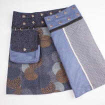 Jupe r&eacute;versible Stripes mix Stellar mi-longue cr&eacute;ation textile au style ray&eacute; moderne