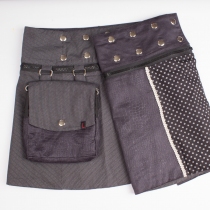 Jupe r&eacute;versible Stripes mix Stretch Limo Polka courte v&ecirc;tement f&eacute;minin graphique au style r&eacute;tro