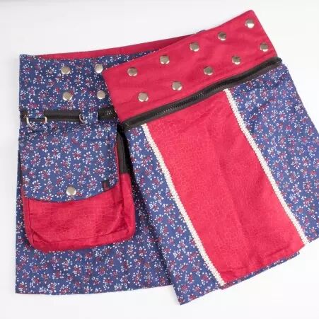 Jupe r�versible Stripes mix Madras courte cr�ation textile contemporaine au motif Madras