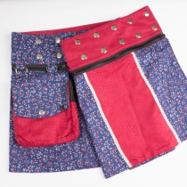 Jupe r&eacute;versible Stripes mix Madras courte v&ecirc;tement f&eacute;minin graphique &agrave; l'esprit voyage