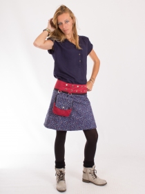 Jupe r&eacute;versible Stripes mix Madras mi-longue mod&egrave;le r&eacute;versible &agrave; la ligne harmonieuse