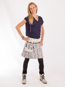 Jupe r&eacute;versible Stripes mix Eucalyptus mi-longue mod&egrave;le r&eacute;versible &agrave; la coupe harmonieuse