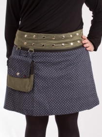 Jupe r&eacute;versible Stripes mix Olivine mi-longue mod&egrave;le r&eacute;versible &agrave; la silhouette harmonieuse