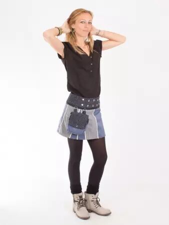 Jupe r�versible Stripes mix Stellar courte cr�ation textile moderne � l'esth�tique c�leste