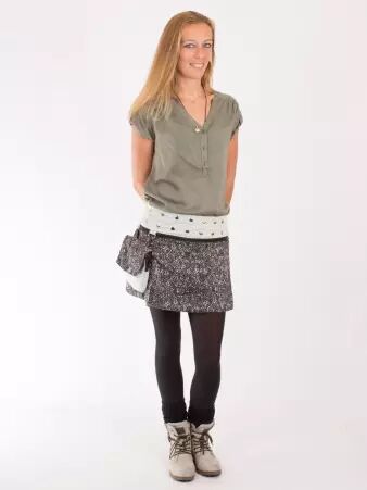 Jupe r�versible Stripes mix Puritain grey courte jupe confortable � l'esth�tique minimaliste