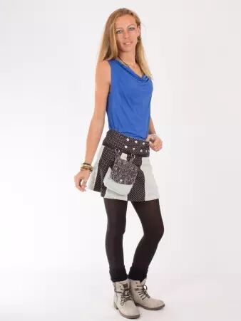 Jupe r�versible Stripes mix Puritain grey courte jupe confortable � l'esth�tique minimaliste