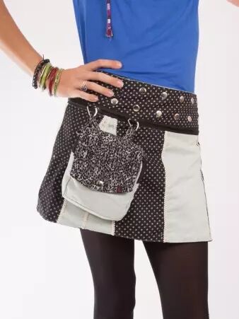 Jupe r�versible Stripes mix Puritain grey courte jupe confortable � l'esth�tique minimaliste