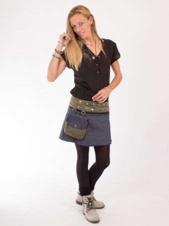 Jupe r�versible Stripes mix Olivine courte pi�ce mode ray�e � l'allure douce et contemporaine
