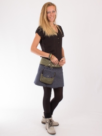 Jupe r&eacute;versible Stripes mix Olivine courte cr&eacute;ation textile moderne au motif Olivine