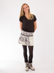 Jupe r&eacute;versible Stripes mix Eucalyptus courte cr&eacute;ation textile contemporaine au motif stripes