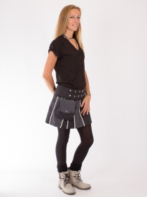 Jupe r&eacute;versible Stripes mix Stretch Limo Polka courte jupe confortable &agrave; l'allure dynamique