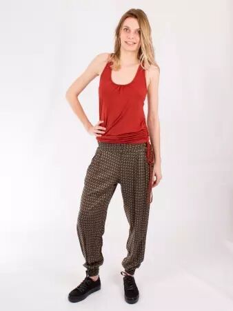 Pantalon Lila Calico pi�ce mode fluide � l'allure artisanale