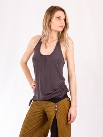 Top Abaya dentelle gris top f&eacute;minin gris finition d&eacute;licate