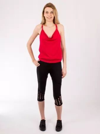 Legging Lazer cut Noir pi�ce mode structur�e pour un look urbain