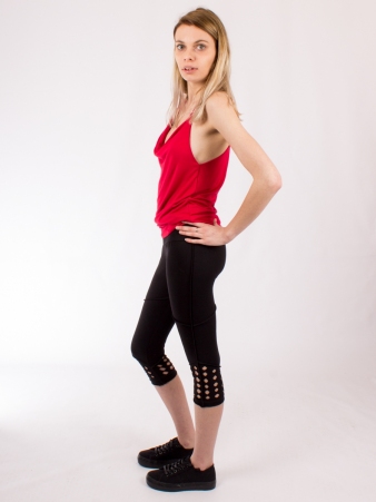 Legging Lazer cut Noir pi�ce mode structur�e pour un look urbain
